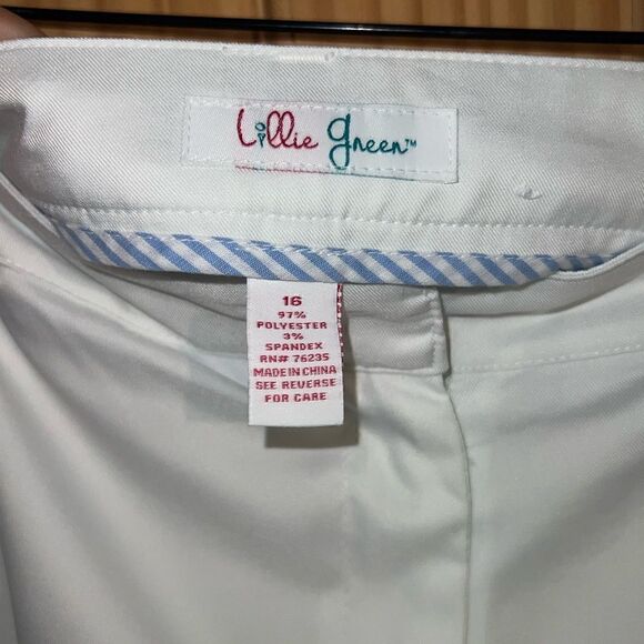 Lillie green white long Bermuda golf shorts 16 - Picture 3 of 3